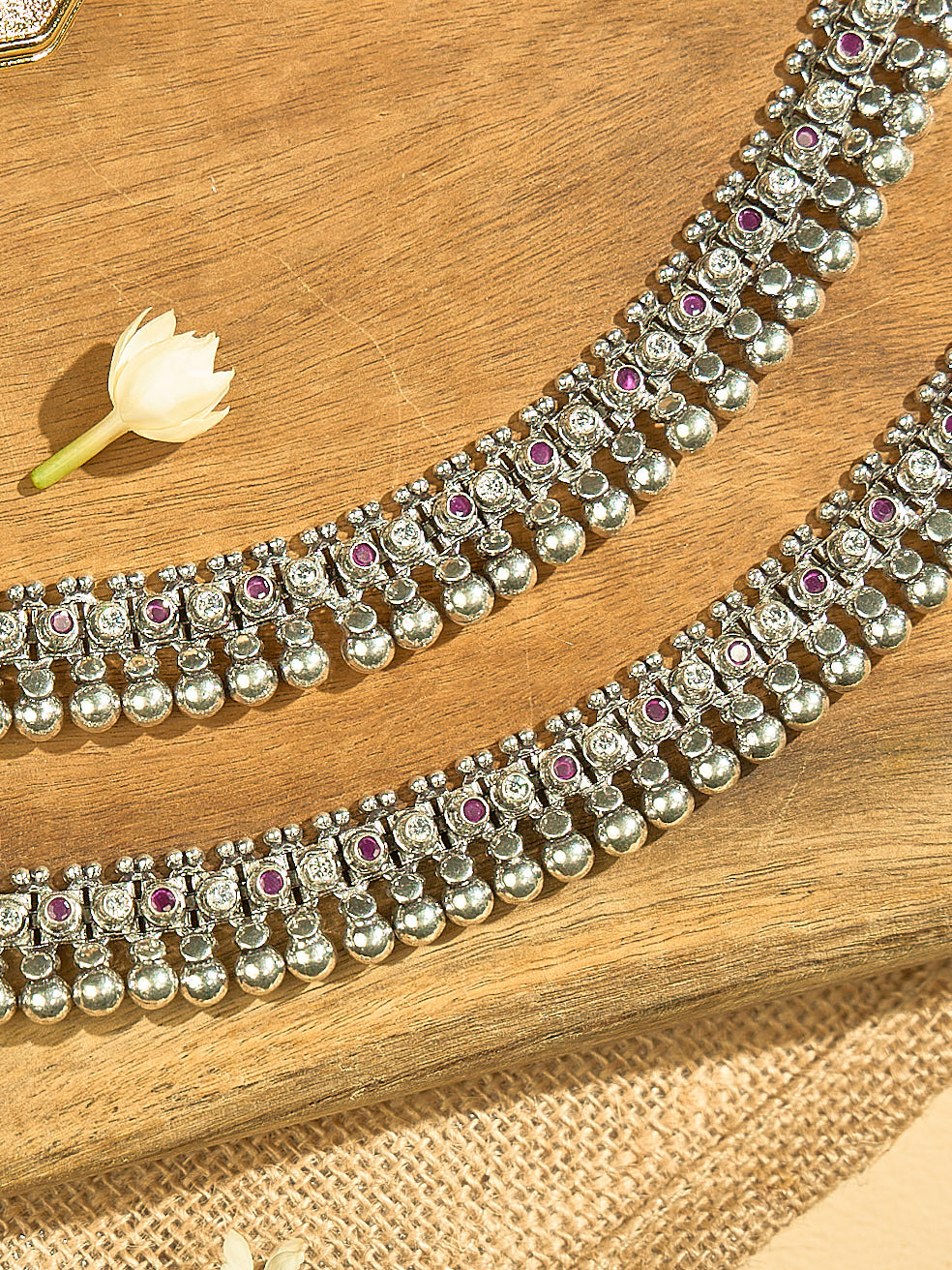 Heavy Pink Stone Antique Anklet