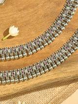 Heavy Pink Stone Antique Anklet