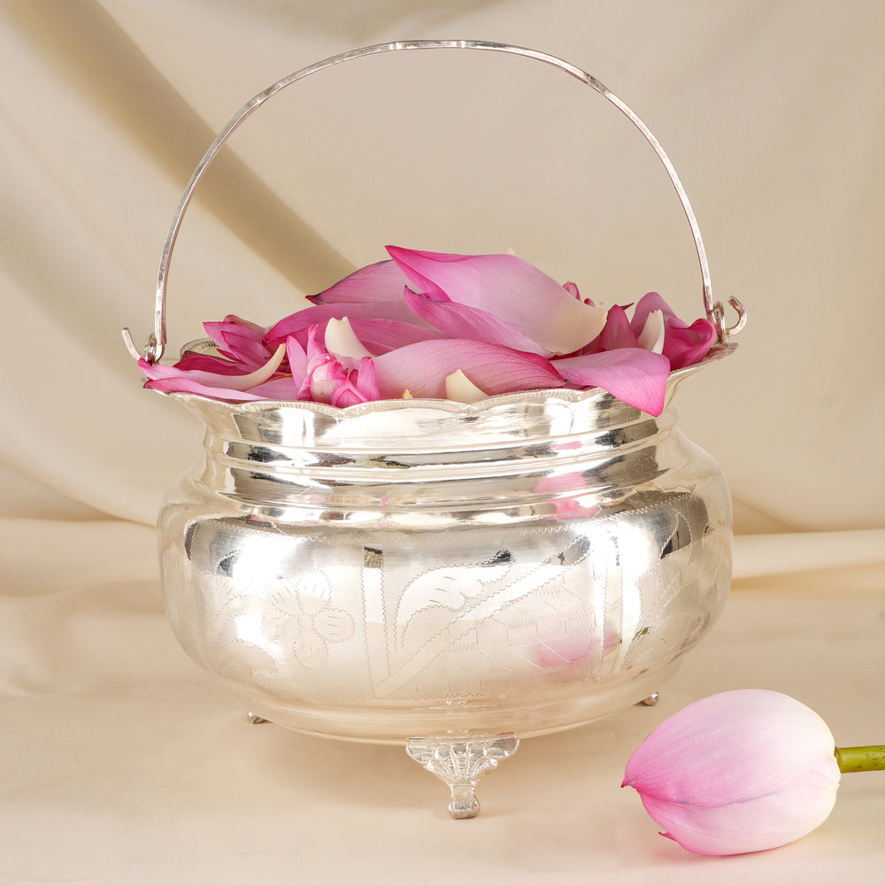 Floral Design Silver Poo Koodai