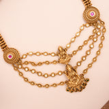 Antique Layered Golden Lakshmi Pendant Necklace Set