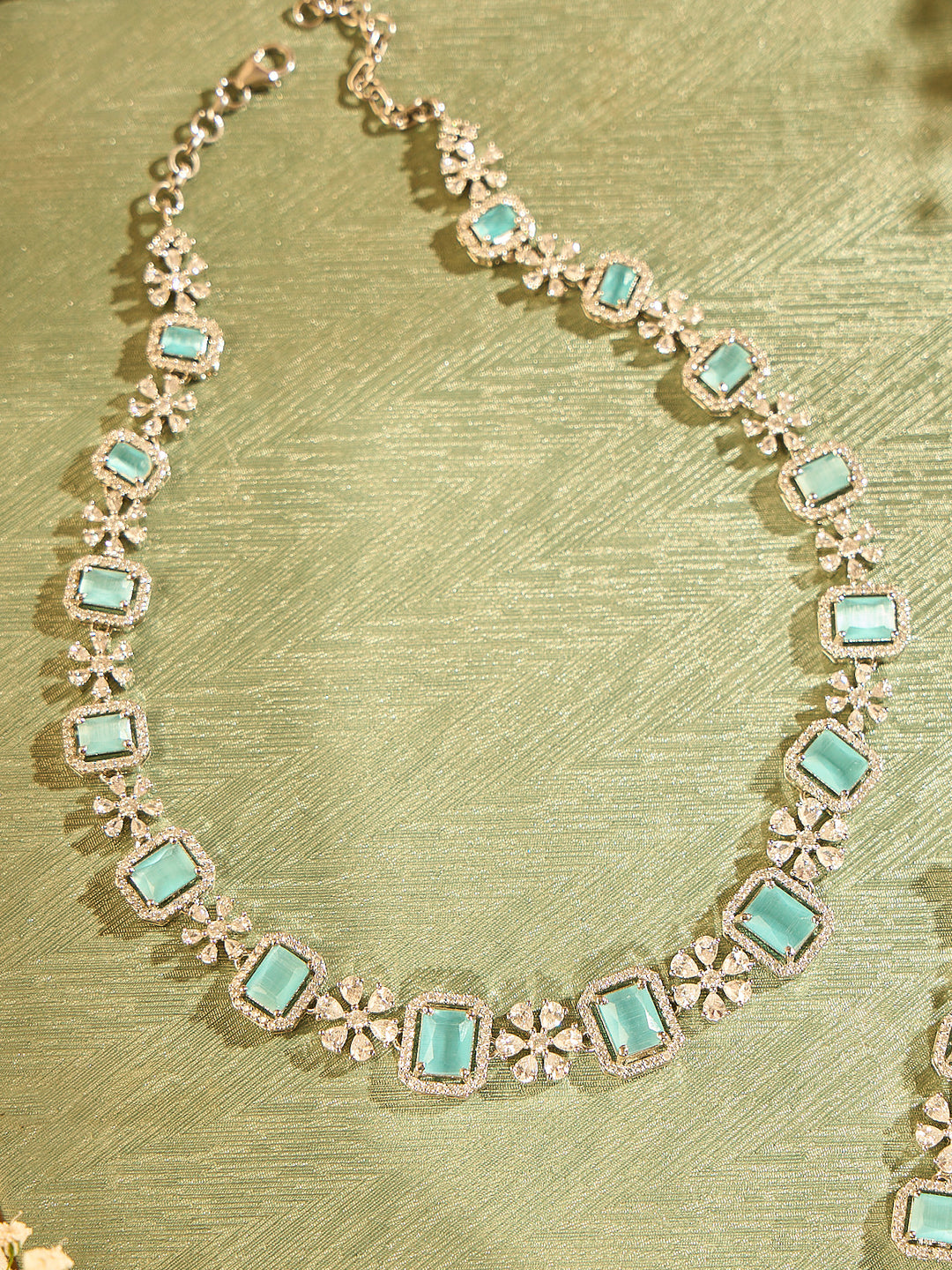 Cubic Zirconia Studded Necklace Set