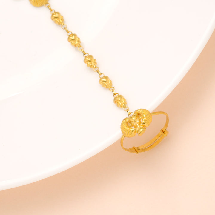 Authentic Crescent Link Hath Phool Gold Bracelet