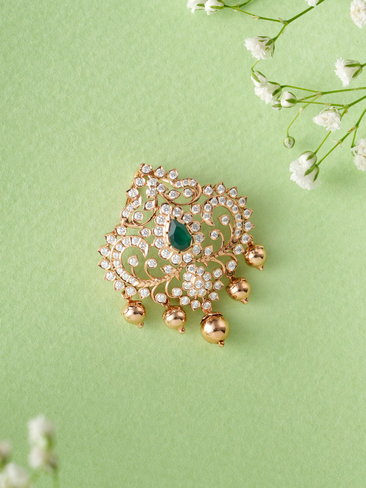 Diamond Pendant with Gold Beads