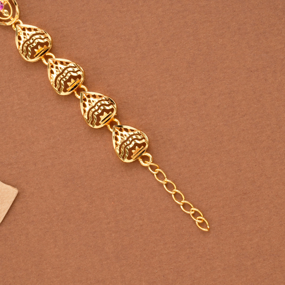 Leaf Pattern Nagas Silver Gold Plated Bracelet