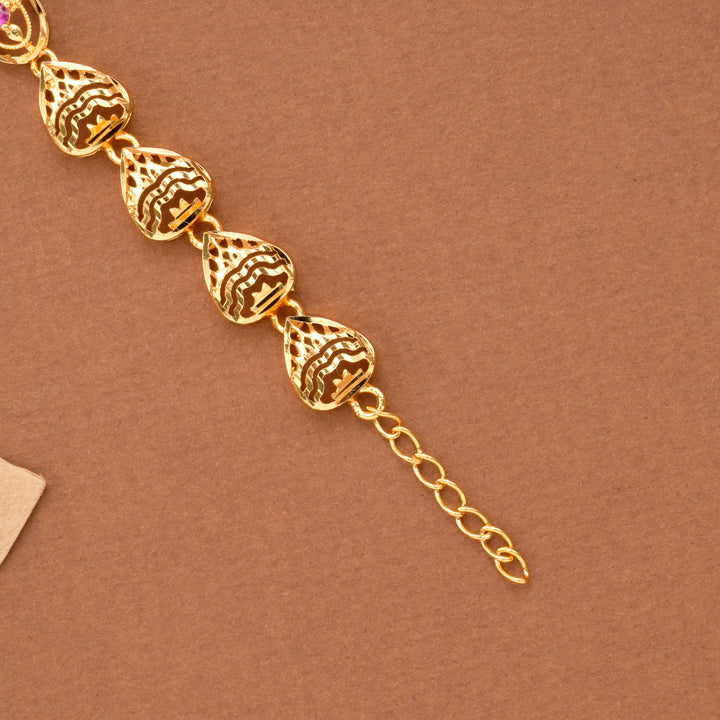 Leaf Pattern Nagas Silver Gold Plated Bracelet