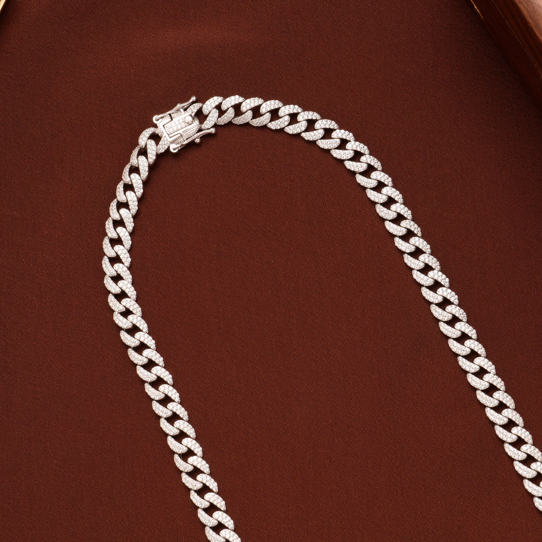 Stylish Stone Cuban Silver Chain