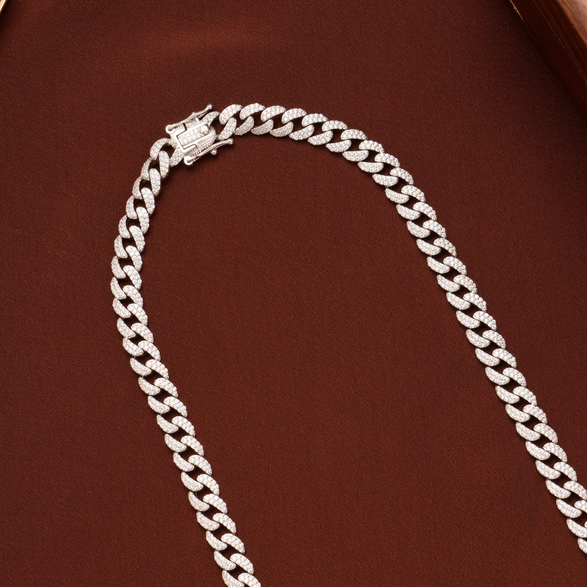 Stylish Stone Cuban Silver Chain