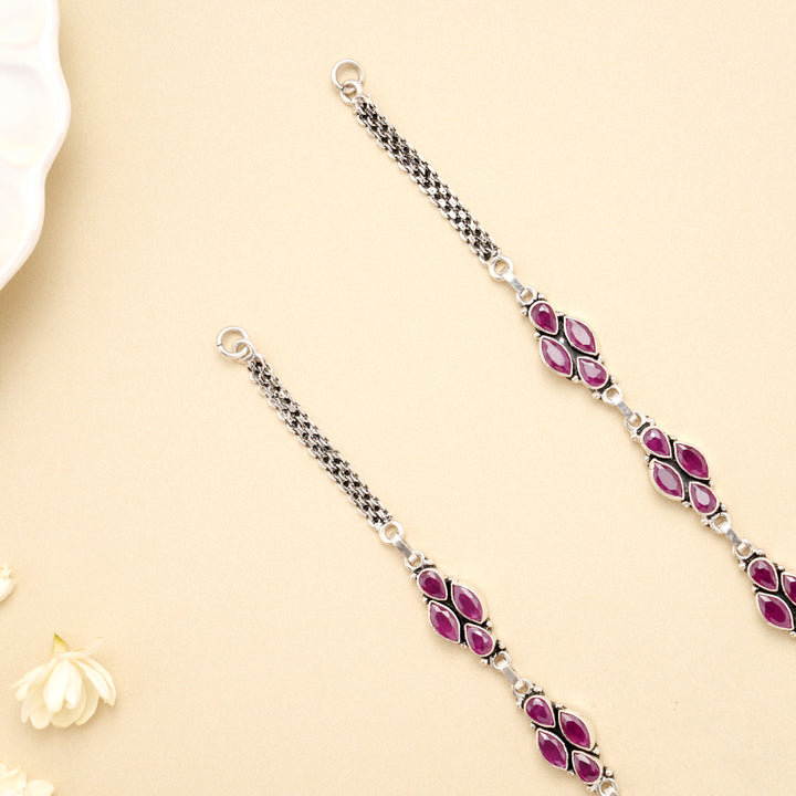 Ruby Vine Grace Silver Antique Anklet