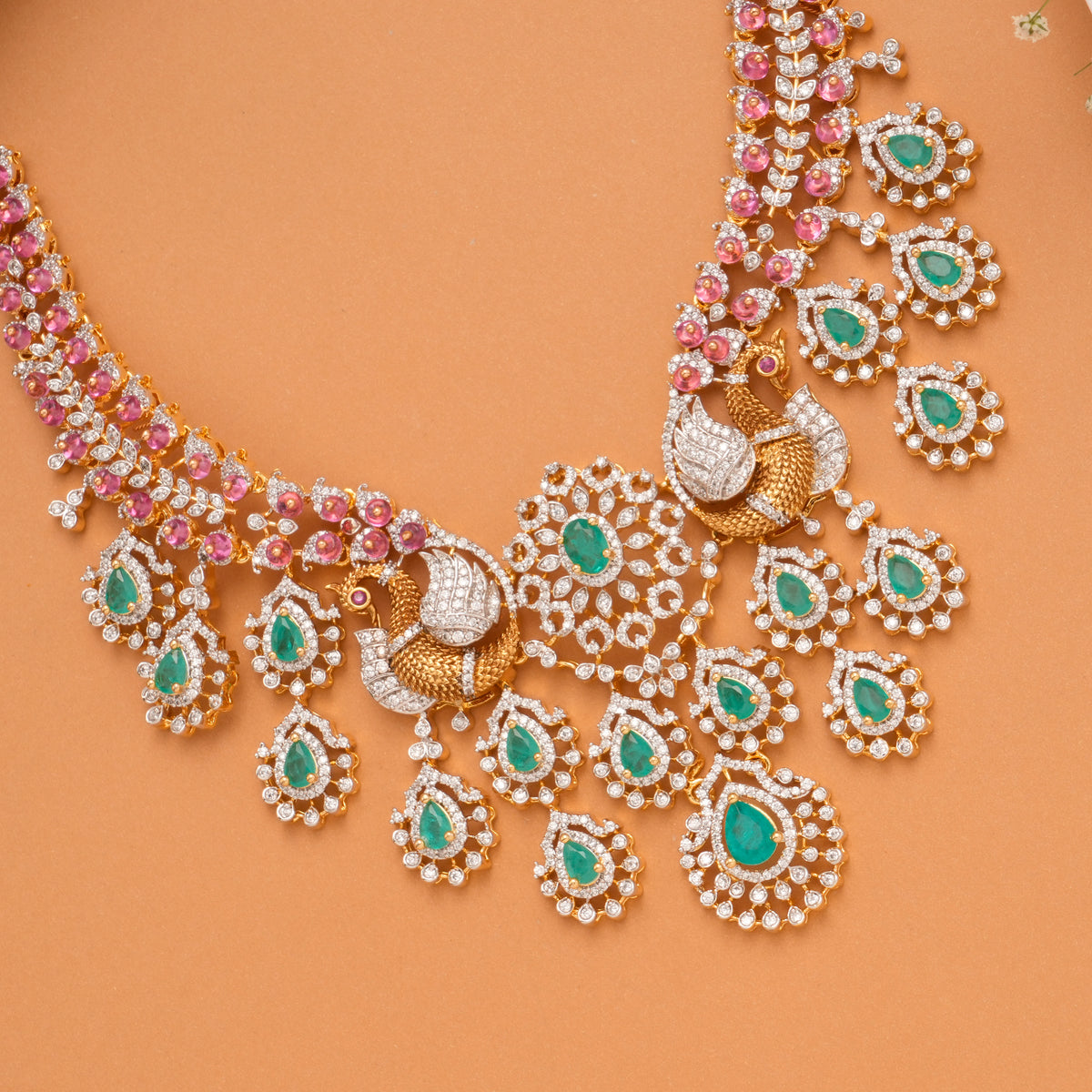 Luxury Peacock Design Golden Necklace Set
