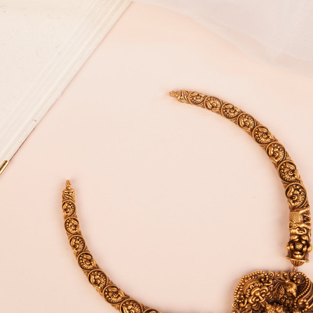 Antique Lakshmi Temple Design Gold Necklace