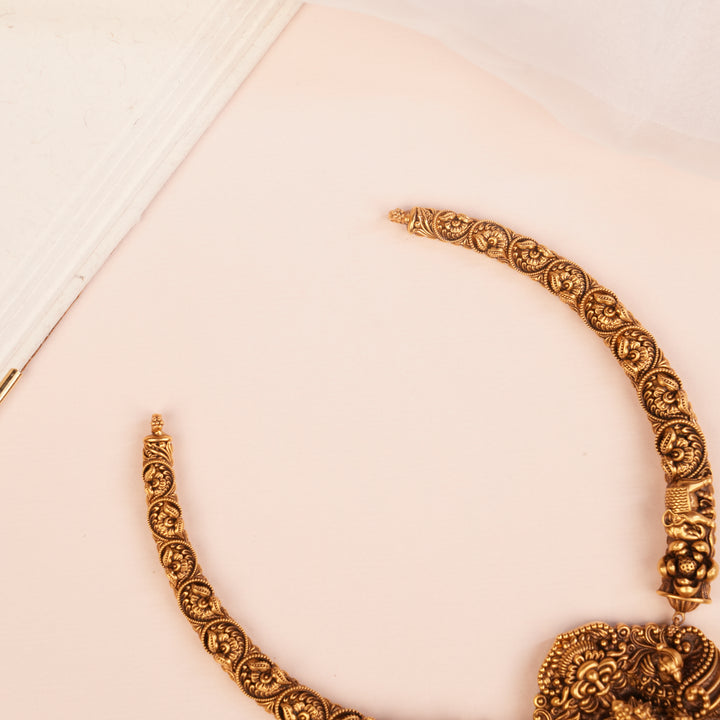 Antique Lakshmi Temple Design Gold Necklace