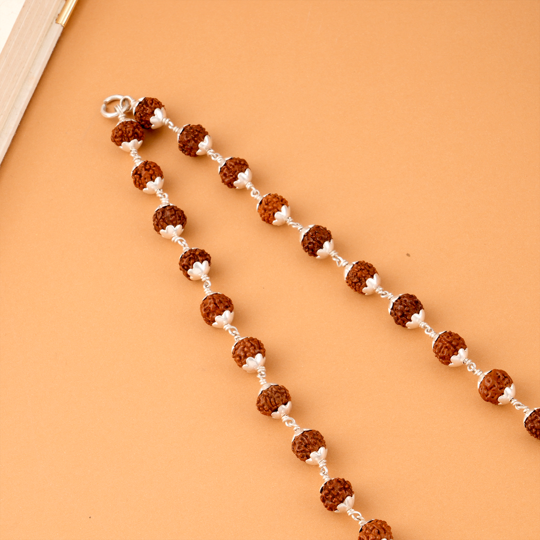 Elegant Rudraksha Silver Malai