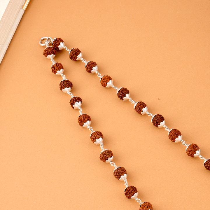 Elegant Rudraksha Silver Malai