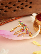 Spiral Gold Ring with Emerald and Ruby