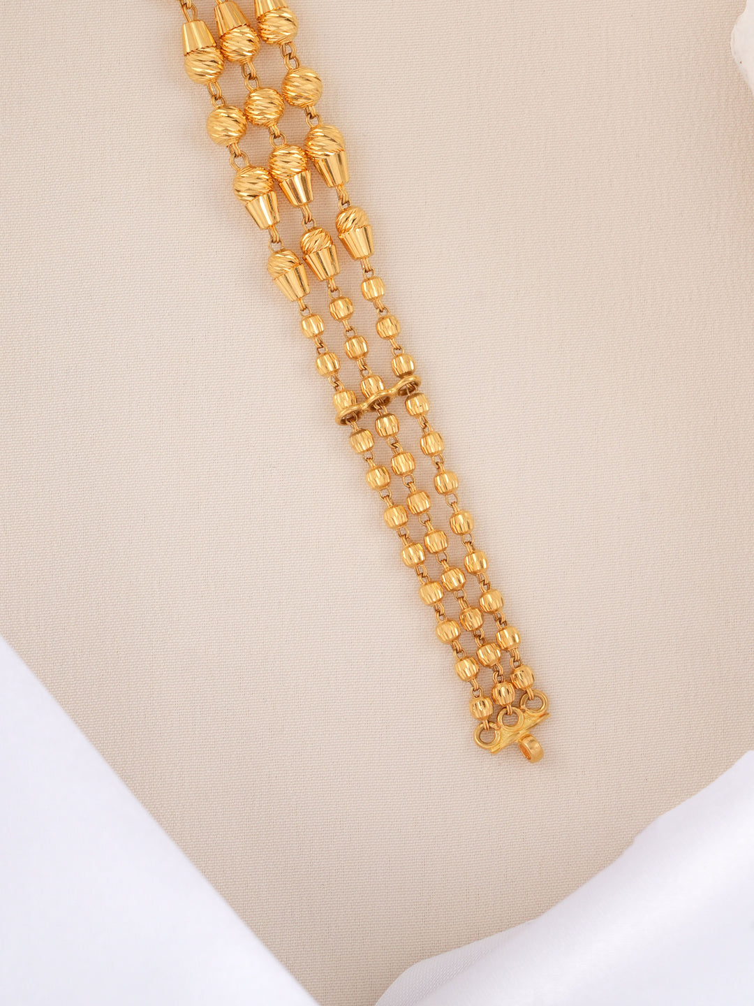 Triple Layer Ball Fancy Gold Bracelet