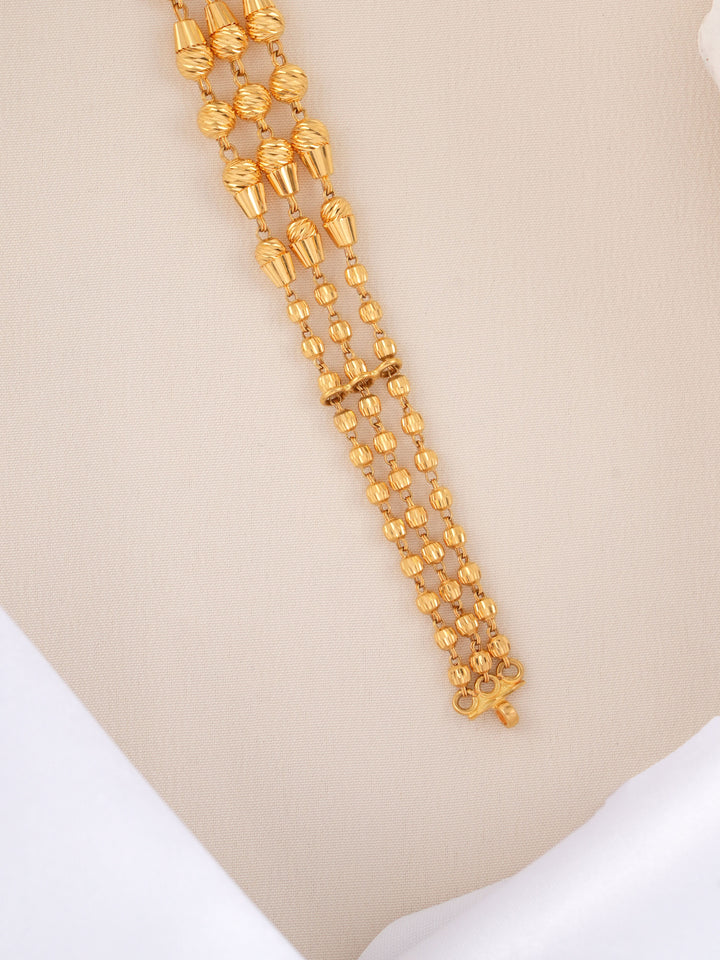 Triple Layer Ball Fancy Gold Bracelet