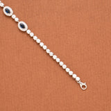 Oval Shape with Blue Stone Silver Women’s Bracelet