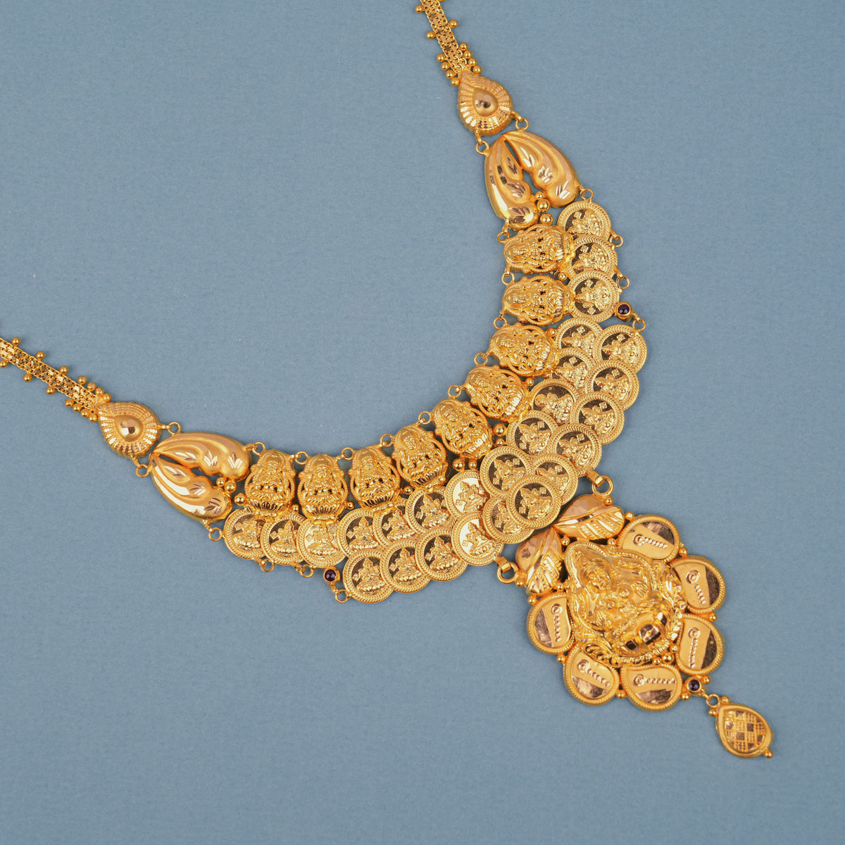 Heritage Dual Layer Gold Coin Drops Pendant Necklace