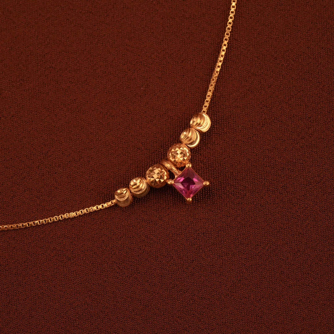 Minimal Square Ruby Drop Gold Chain