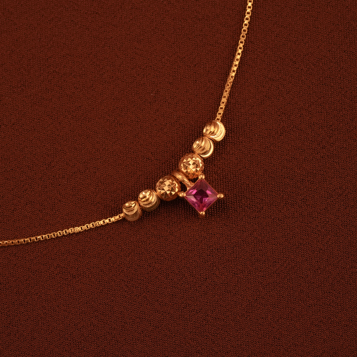 Minimal Square Ruby Drop Gold Chain