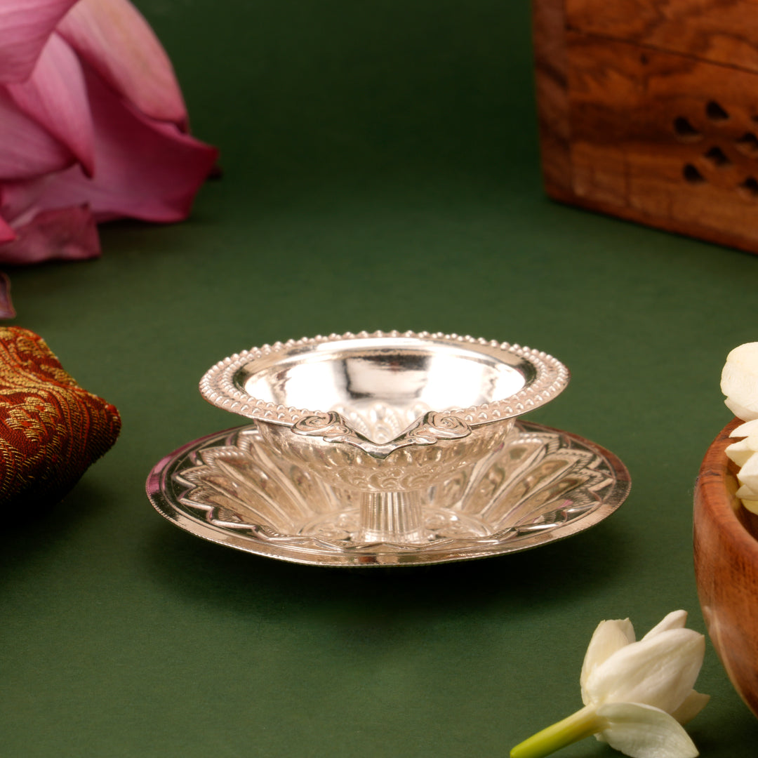 Traditional Silver Deepam Plate