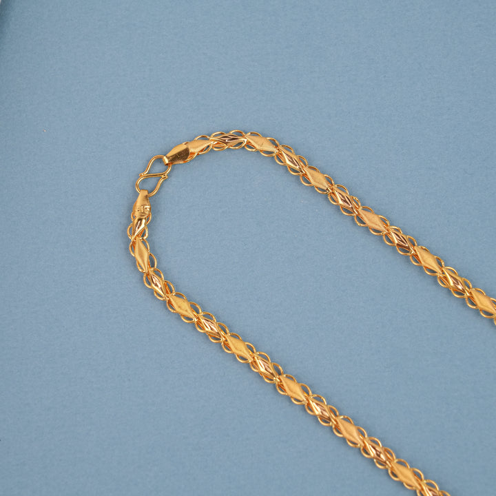 Textured Twisted Link Pattern Gold Chain