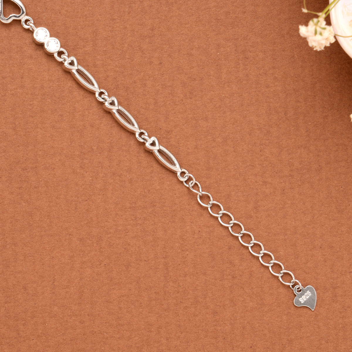 Elegant Heart Silver Bracelet for Women