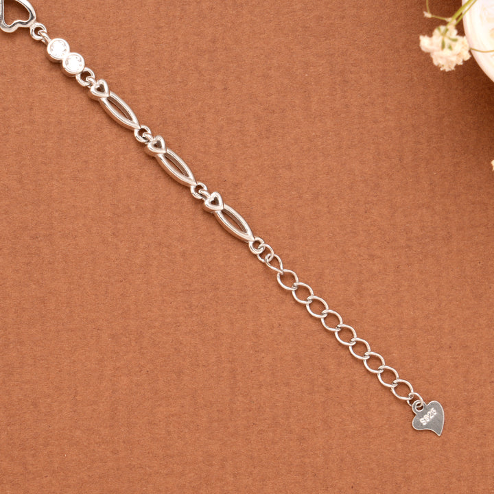 Elegant Heart Silver Bracelet for Women