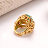Elegant Oval Green Stone Golden Ring for Men
