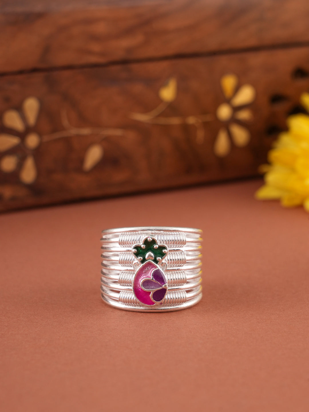 Floral Enamel Spring Silver Metti