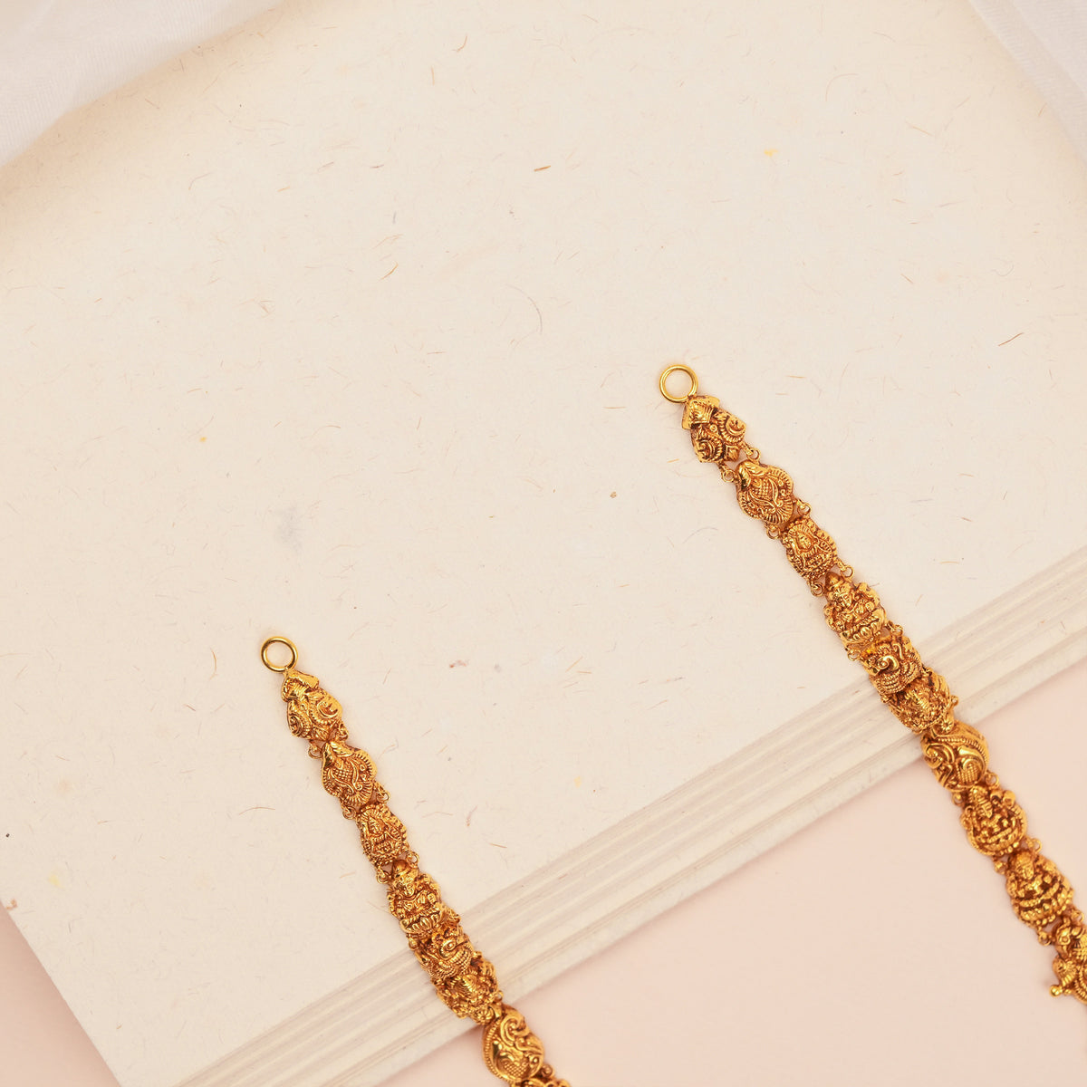 Gold Haram Long Necklace with Lakshmi Pendant