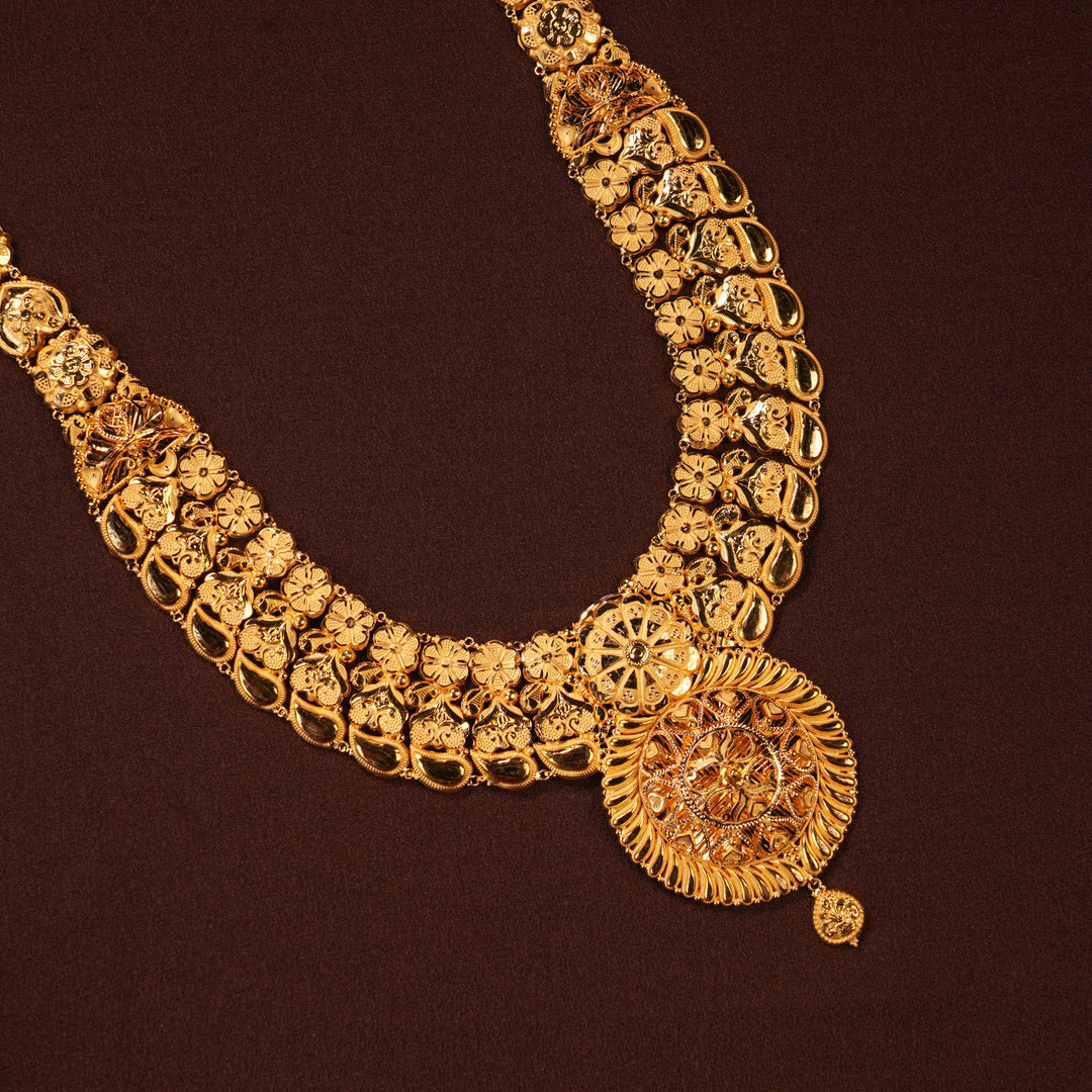 Traditional Blossom Floral Heart Design Gold Haram