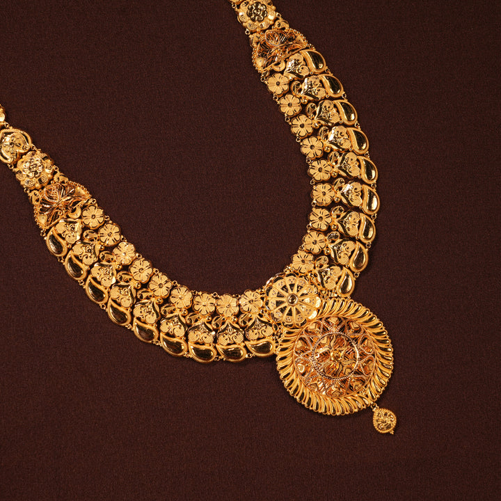 Traditional Blossom Floral Heart Design Gold Haram