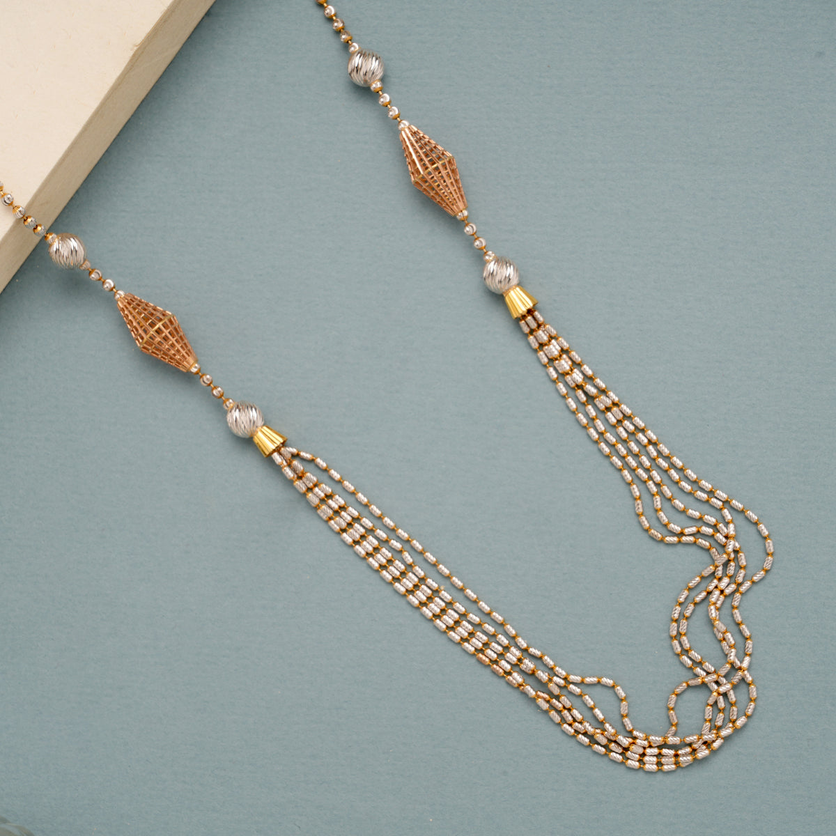 Multi Layer Dual Tone Gold Beads Chain