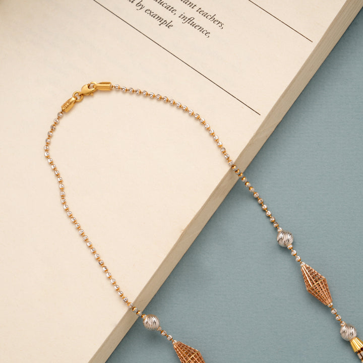Multi Layer Dual Tone Gold Beads Chain