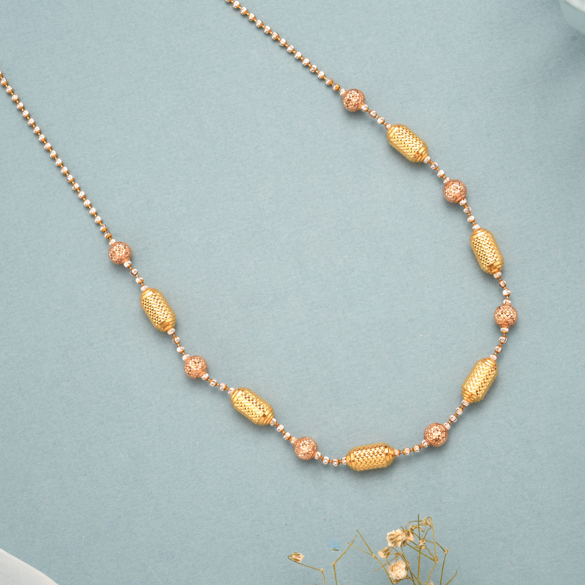 Dual Tone Rose Gold Capsule Design Gold Necklace