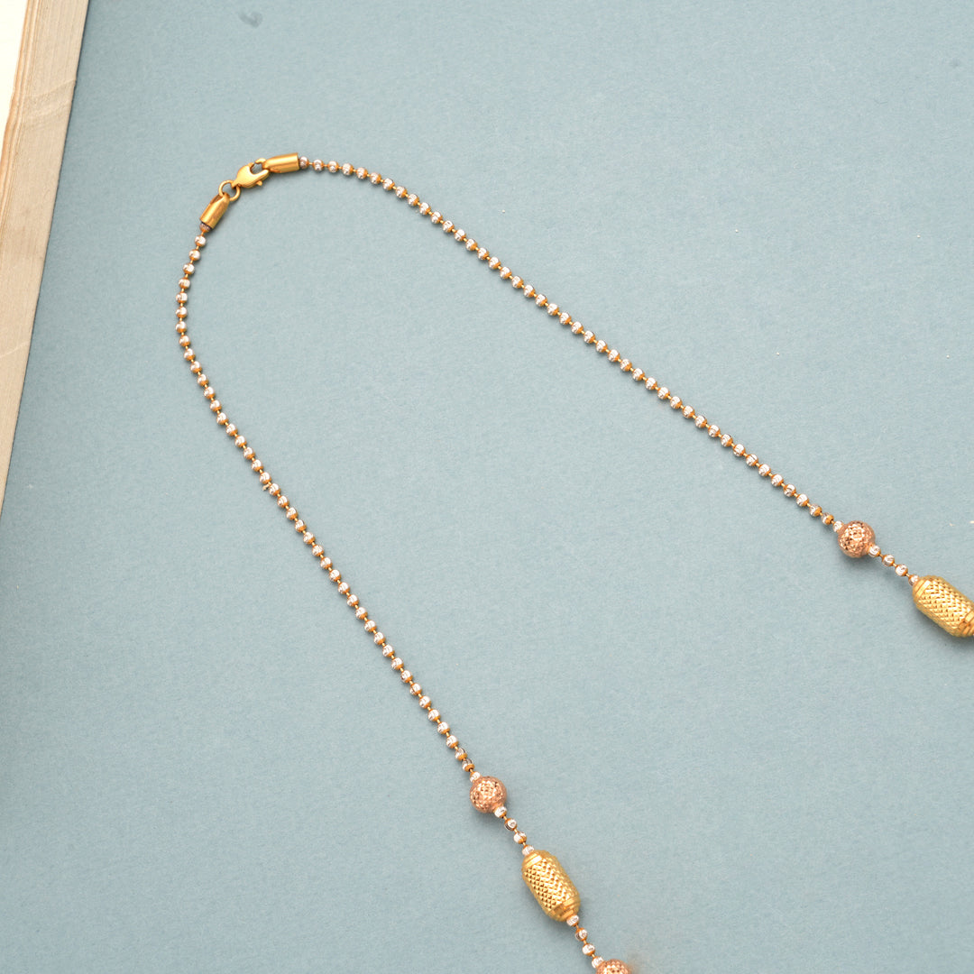 Dual Tone Rose Gold Capsule Design Gold Necklace