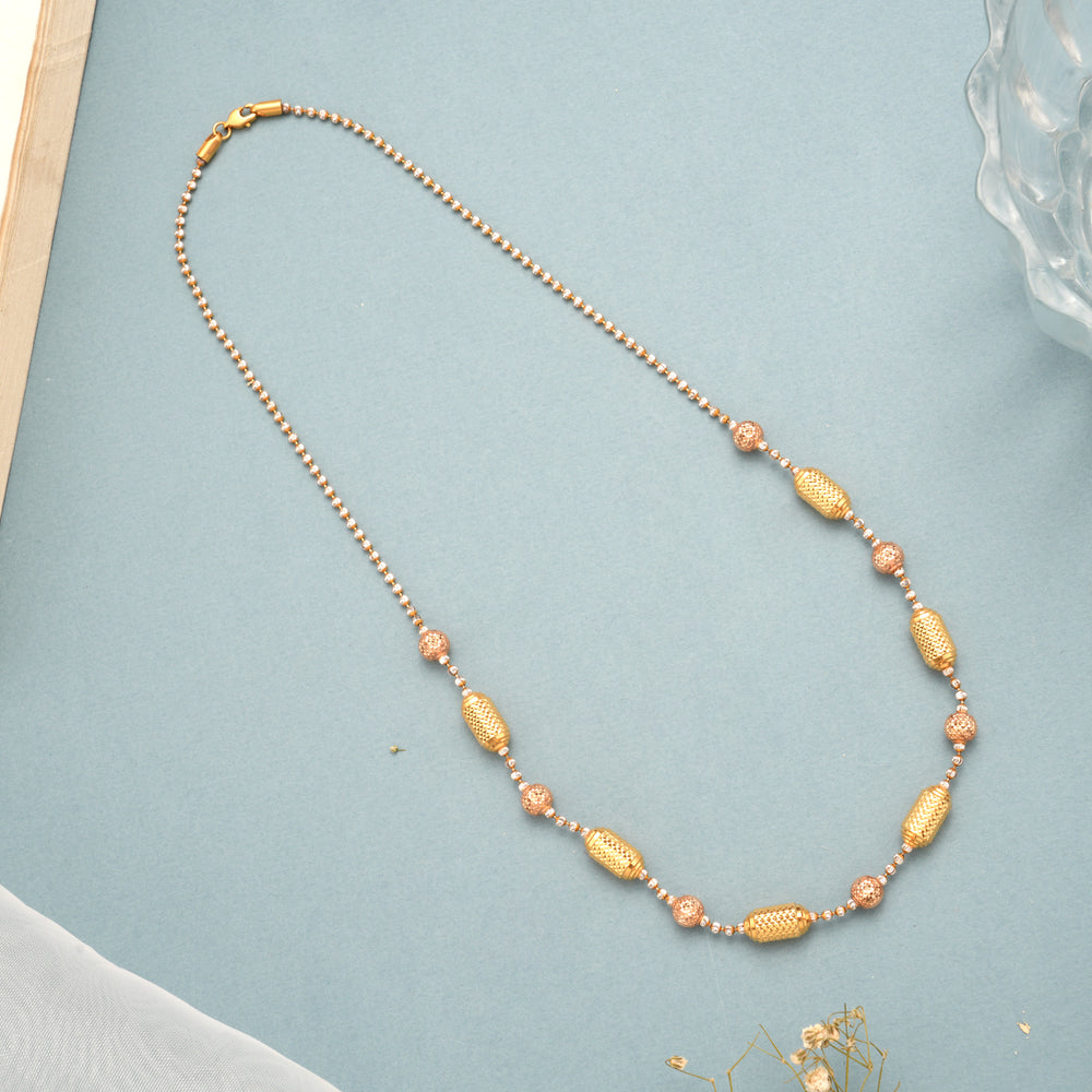 Dual Tone Rose Gold Capsule Design Gold Necklace
