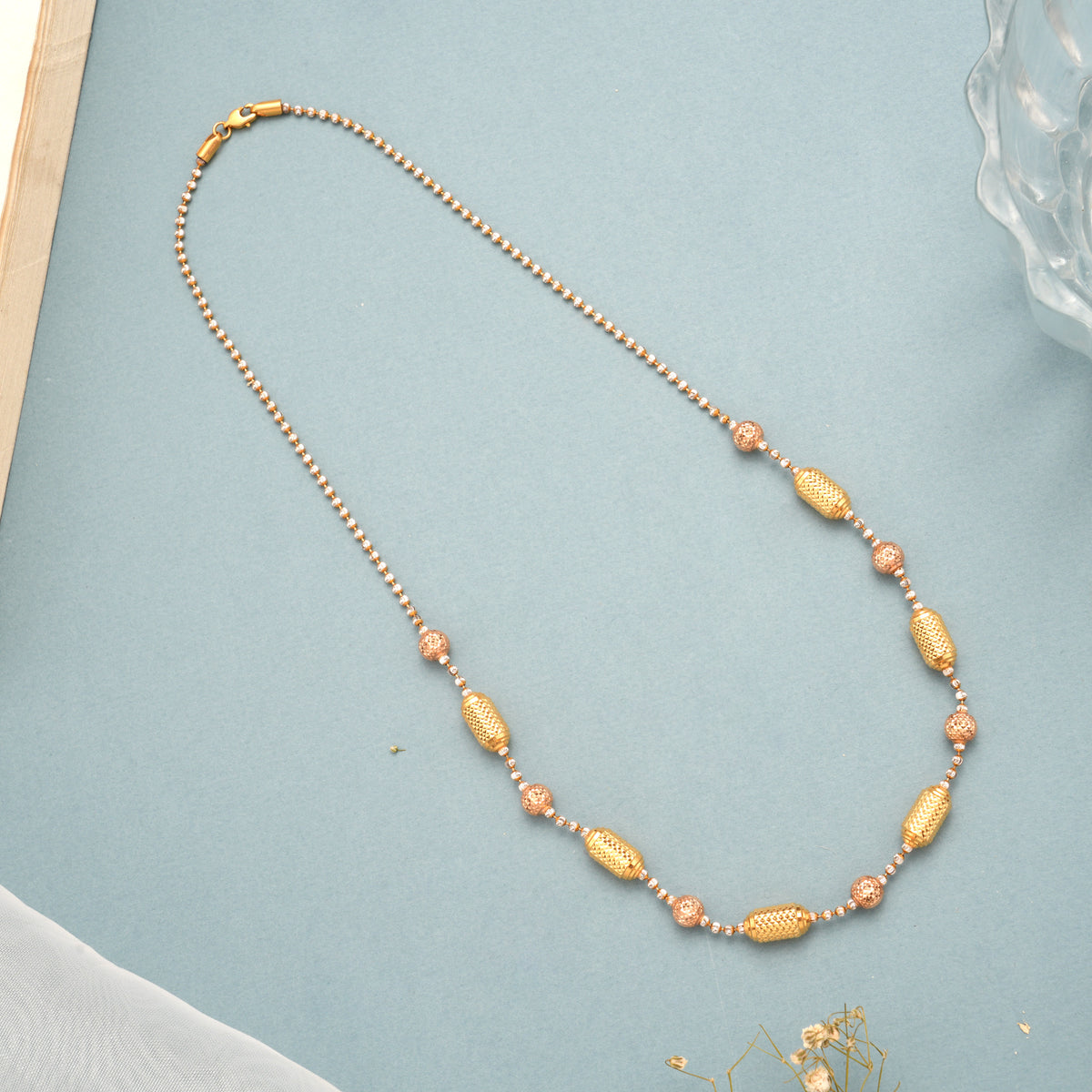 Dual Tone Rose Gold Capsule Design Gold Necklace