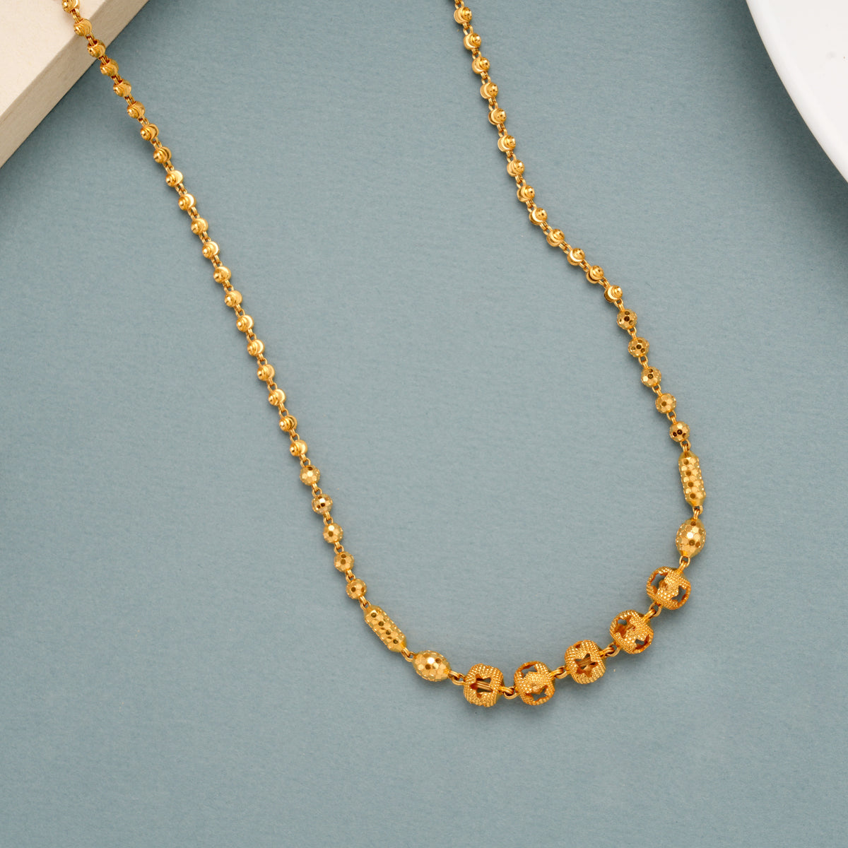 Stylish Beaded Gold Long Chain