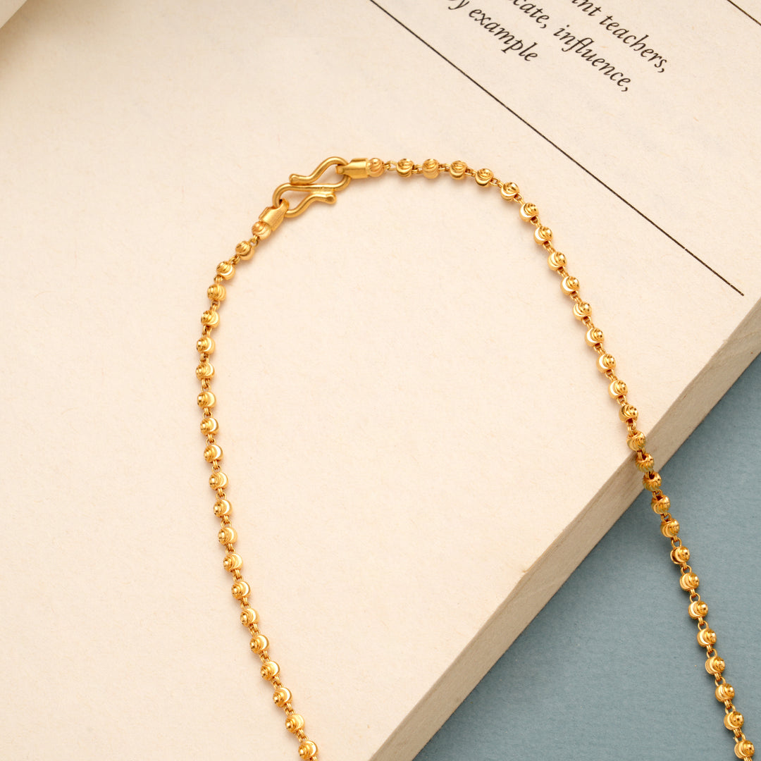 Stylish Beaded Gold Long Chain