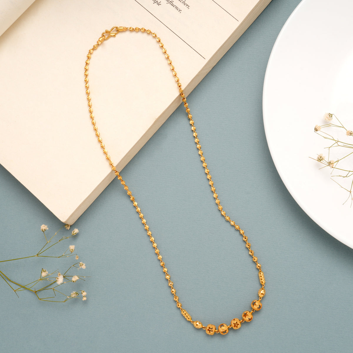 Stylish Beaded Gold Long Chain