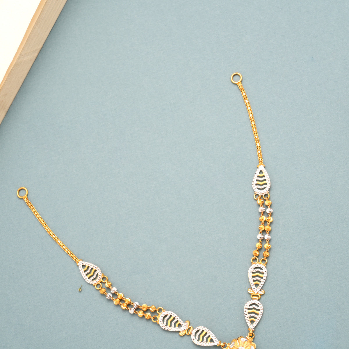 Rhodium Floral with Gold Ball Necklace