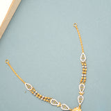 Rhodium Floral with Gold Ball Necklace