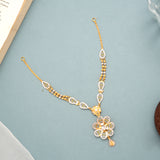 Rhodium Floral with Gold Ball Necklace