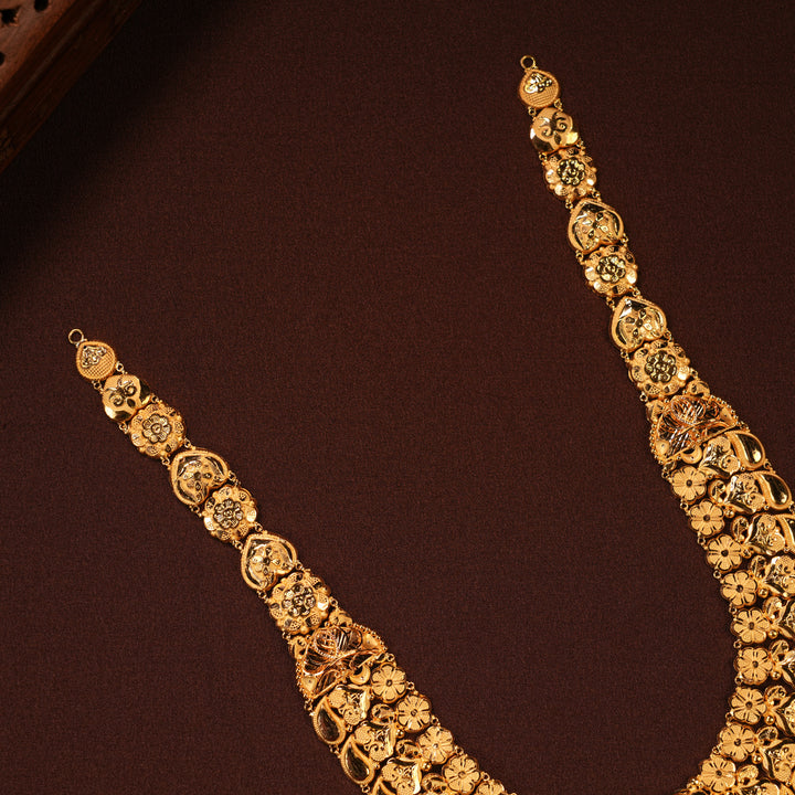 Traditional Blossom Floral Heart Design Gold Haram