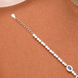 Oval Shape with Blue Stone Silver Women’s Bracelet
