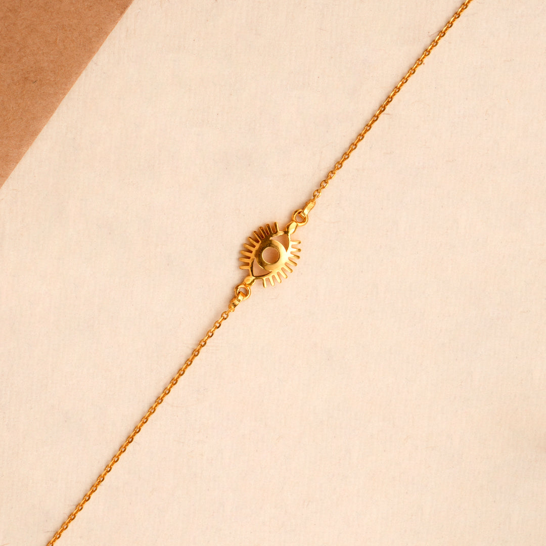 Shining Evil Eye Design Gold Bracelet