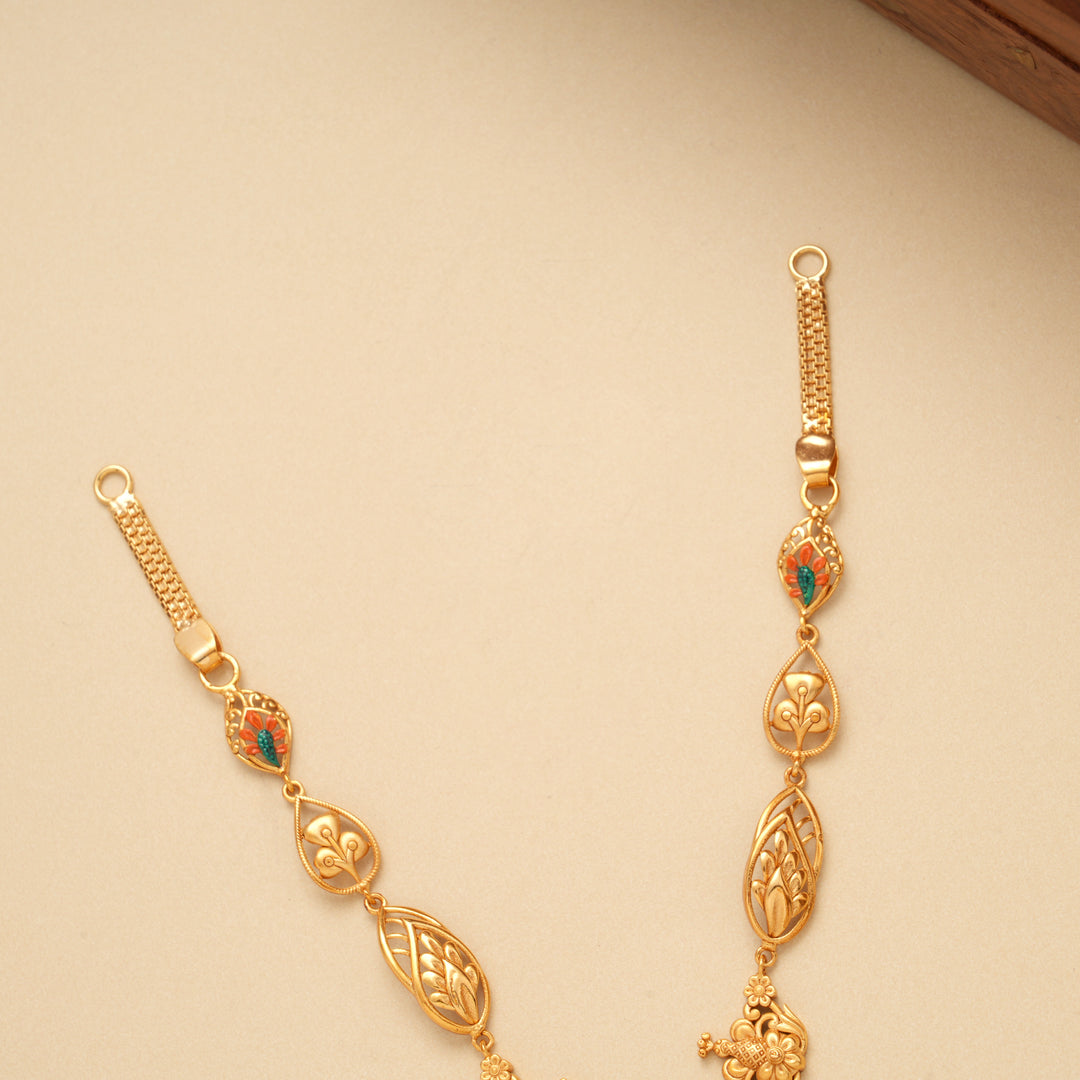 Divine Lotus Lakshmi Golden Necklace Set