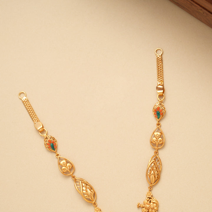 Divine Lotus Lakshmi Golden Necklace Set